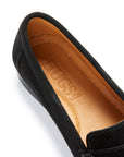 Women's Penny Loafers Leather Sole, black suede