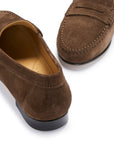 Women's Penny Loafers Leather Sole, brown suede