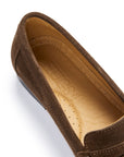 Women's Penny Loafers Leather Sole, brown suede