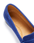 Women's Penny Loafers Leather Sole, ink blue suede