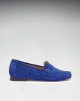 Women's Penny Loafers Leather Sole, ink blue suede