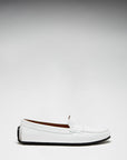 Women's Tyre Sole Penny Loafers, white leather