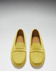 Women's Penny Driving Loafers, yellow embossed suede