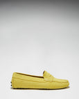 Women's Penny Driving Loafers, yellow embossed suede
