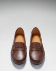 Women's Penny Driving Loafers Full Rubber Sole, brown leather