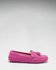 Women's Tasselled Driving Loafers, pink suede