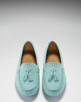 Women's Tasselled Driving Loafers, aqua suede