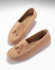 Women's Tasselled Driving Loafers, peach suede