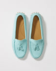 Women's Tasselled Driving Loafers, aqua suede