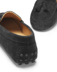 Women's Tasselled Driving Loafers, black suede