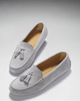Women's Tasselled Driving Loafers, dove grey suede