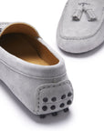 Women's Tasselled Driving Loafers, dove grey suede