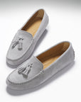 Women's Tasselled Driving Loafers, dove grey suede
