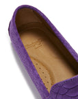 Women's Tasselled Driving Loafers, purple embossed suede