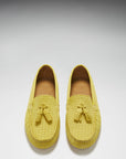 Women's Tasselled Driving Loafers, yellow embossed suede