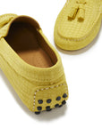 Women's Tasselled Driving Loafers, yellow embossed suede