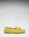 Women's Tasselled Driving Loafers, yellow embossed suede