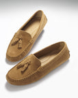 Women's Tasselled Driving Loafers, tobacco suede