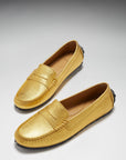 Women's Tyre Sole Penny Loafers, yellow gold leather
