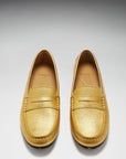 Women's Tyre Sole Penny Loafers, yellow gold leather
