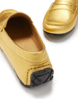 Women's Tyre Sole Penny Loafers, yellow gold leather