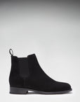 Women's Black Suede Chelsea Boots, Welted Leather Sole