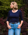 3/4 Sleeve Scoop Neck Cotton Modal T-Shirt
