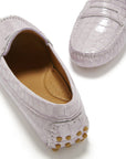 Women's Penny Driving Loafers, lilac croc print patent leather