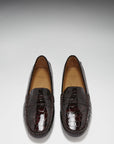 Women's Penny Driving Loafers, brown croc print patent leather