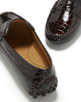 Women's Penny Driving Loafers, brown croc print patent leather