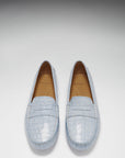 Women's Penny Driving Loafers, powder blue print patent leather