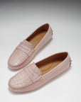 Women's Penny Driving Loafers, powder pink print patent leather