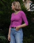3/4 Sleeve Scoop Neck Cotton Modal T-Shirt