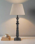 Wooden Column Table Lamp with Linen Shade