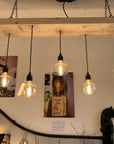 Wooden Beam Chandelier - Norwegian Spruce Cluster Pendant Light