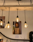 Wooden Beam Chandelier - Norwegian Spruce Cluster Pendant Light