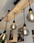 Wooden Beam Chandelier - Norwegian Spruce Cluster Pendant Light