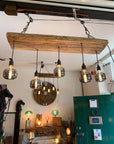 Wooden Beam Chandelier - Norwegian Spruce Cluster Pendant Light