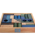 Wooden Building Blocks in Cool Colours Set of 30