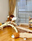 Wooden Climbing Arch Rocker with Ramps-4