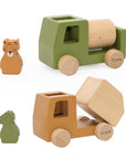 Wooden Construction Cars with Animal Friends