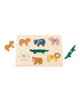 The perfect toy to let your child discover the joy of puzzles. This seemingly simple toy is more than just cheerful, colourful animal elements, rounded edges and friendly faces. As they play, your child will learn to grasp, stimulate hand-eye coordination and work on solving problems. As you play with them, they will also start to learn their first words about animals. by Trixie Baby at www.brixbailey.com