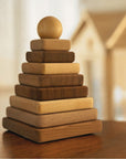 Wooden Square Pyramid Toy Natural Finish