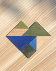 Wooden Tangram Puzzle Cool Tones Travel Set