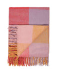 Wool Waffle Blanket In Orange/Pink Check
