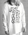 Luxury oversized off-white long sleeve with matte black graphics, premium 200 gsm organic cotton fabric, handcrafted limited edition by WWOOLLFF CO. at brixbailey.com