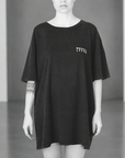 Luxury oversized washed out black tee, handprinted organic cotton, limited edition, unisex, fair trade, premium quality by WWOOLLFF CO. at brixbailey.com