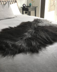 Luxury Icelandic natural black undyed sheepskin hide, sustainably sourced, premium eco-tanned, soft and elegant home decor by Wildash London at brixbailey.com