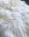 Luxury Icelandic white long fur sheepskin rug, premium natural undyed sheepskin throw, handcrafted large fleece for living room or bedroom by Wildash London at brixbailey.com