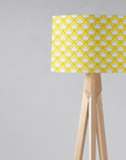 Yellow and White Drum Lampshade, Victorian Tiles Design Shade for Table, Floor or Ceiling Pendant Light